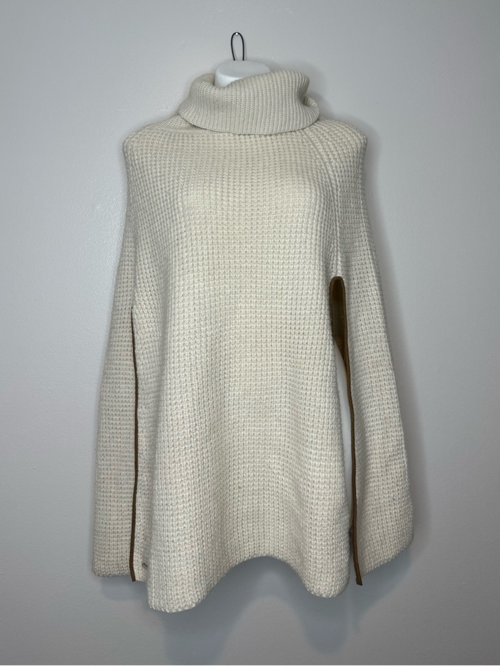 Ralph Lauren Cream Turtleneck Poncho Sweater With Split size OS